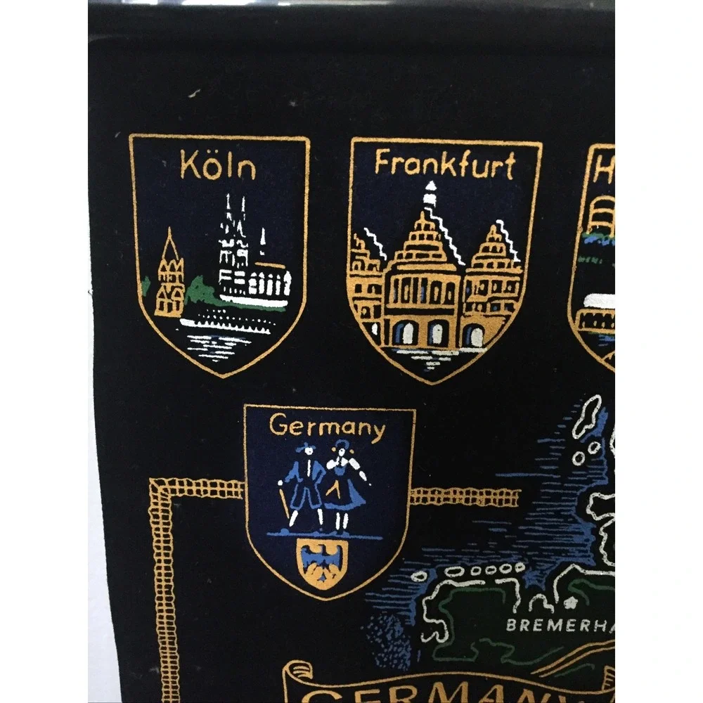 Germany Map Scroll Fabric Roll Up Tapestry Wall Hanging 18.5